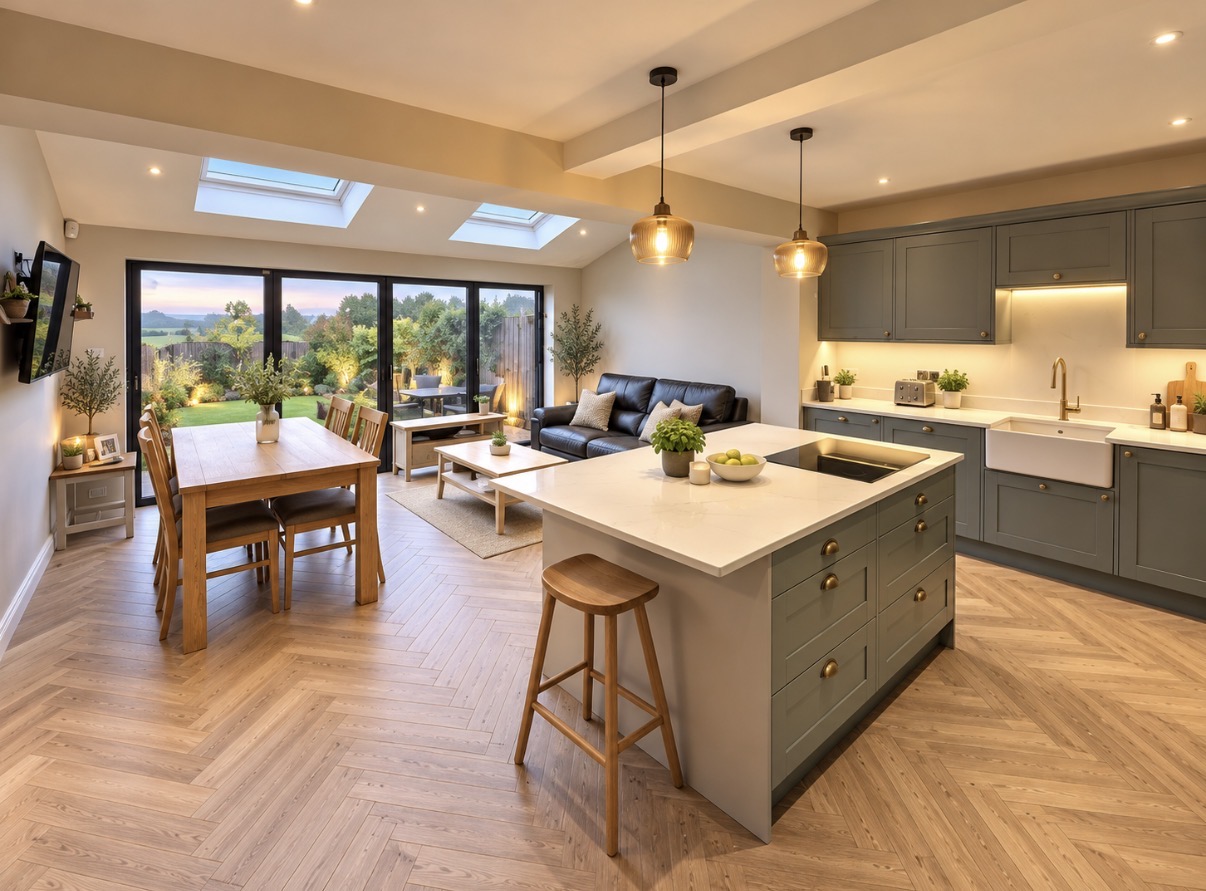 Completed kitchen extension, Leeds